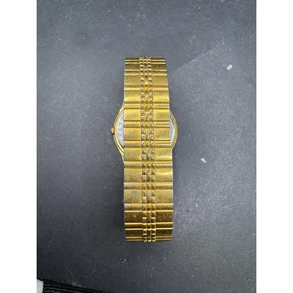 Vintage Pulsar V333-6030 Day Date Gold Tone Stainless Steel Stretch Band 30.5mm